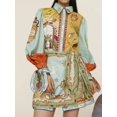 thumbnail image 6 of Women's Printed Long Sleeve Shirt Dress with Buttoned Tie Details 100% Polyester Fabric for Everyday Wear Comfort, 6 of 7
