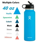 Hydro Flask 40oz Wide Mouth Water Bottle w/ Straw Lid 2.0 Stainless Steel & Vacuum Insulated, Pacific