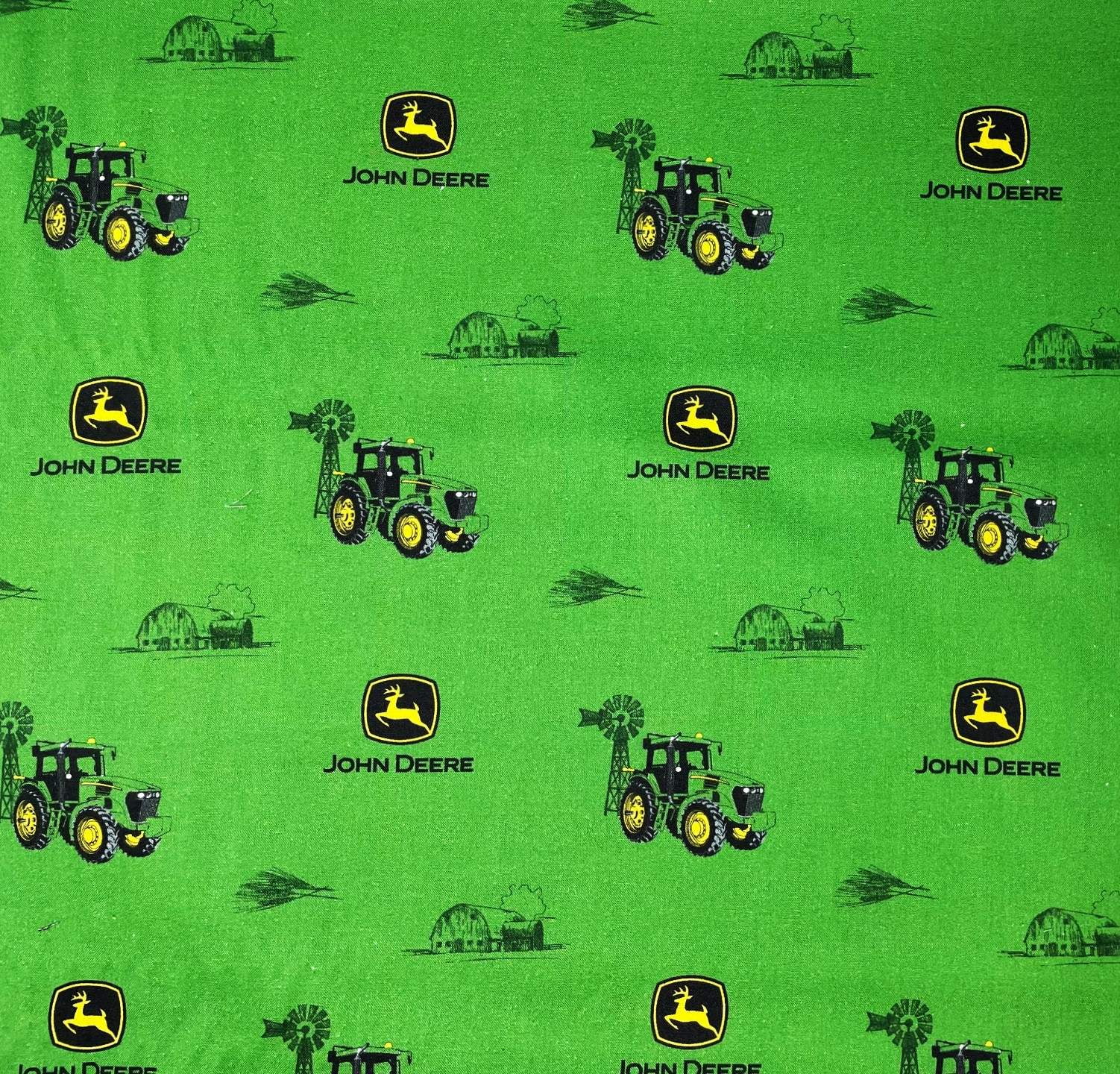 1 Yard - John Deere Farm Tractor on Green Cotton Fabric (Great for Quilting, Sewing, Craft Projects, Throw Pillows & More) 1 Yard X 44" Wide