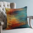 thumbnail image 4 of Blue Teal Orange Pillow Covers 24x24 Set of 2, Vintage Farmhouse Abstract Ombre Art Throw Pillow Covers Decorative Couch Cushion Cover, Microfiber Soft Square Pillowcases for Bedroom Living Room Sofa, 4 of 9