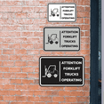thumbnail image 4 of Signs ByLITA Classic Framed Attention! Forklift Trucks Operating Door or Wall Sign Easy Installation | Health And Safety | Building And Hospitality Sign (Red) - Medium, 4 of 7