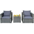 thumbnail image 4 of Canddidliike 3 Pcs Patio Rattan Furniture Bistro Sofa Set, Outdoor Furniture Garden Conversation Bistro Sets with Coffee Table and Cushions-Gray, 4 of 9