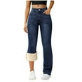 thumbnail image 6 of Rotm Fleece-Lined Jeans Women's Fleece Lined Jeans, High Waist Thermal Pants, Slim Fit Warm Denim, Stretch Insulated Pants, Cold Weather Comfort Fit Blue,M, 6 of 7