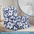 thumbnail image 3 of Binienty Navy White Hibiscus Recliner Chair Covers for Single Lounger Sofa, Washable Soft Recliner Slipcovers for Apartment Living Room Single Reclining Chair, 3 of 8