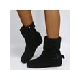 thumbnail image 5 of SIMANLAN Women Boots Mid Calf Buckle Strap Side Zip Autumn Winter Boots Womens Casual Shoes Black 6.5, 5 of 5