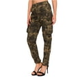 thumbnail image 4 of American Bazi Women's High Waist Drawstring Waist Cargo Joggers RJJ2898 - Olive Camo - Small, 4 of 6