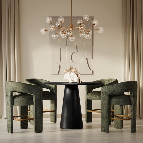 Jofran Gwen Luxury Mid-Century Modern Five Piece Counter Height Dining Set with Upholstered Barstools