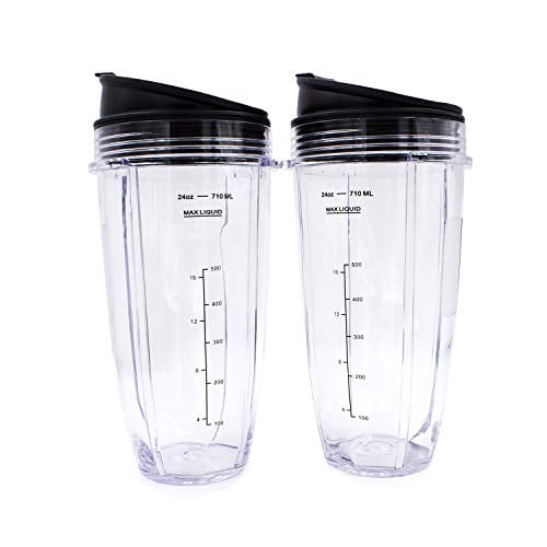 Nutri Ninja Blender Cup 24 oz. Tritan Cups with Sip & Seal Lids. Compatible  with BL480, BL490, BL640, BL680 Auto IQ Series Blenders (Pack of 2)