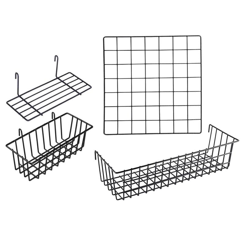 Metal Wall Rack with Basket Shelf Basket Organizer Wall Wire Hanging Shelf