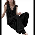 thumbnail image 1 of Mono con Botones y Capucha para Mujer, Sin Mangas, con Bolsillos Negro S, 1 of 6