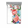thumbnail image 2 of Flower Bedding Set with Sheet & Covers, Leaves with Branch Roses Daisies and Lilacs Plants Nature Theme Vintage Art Print, Printed Bedroom Decor 2 Shams, 4 Sizes, Multicolor, by Ambesonne, 2 of 3