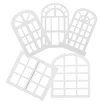 WRITWAA 5 Pieces Wooden Dollhouse Window Frames White with Decorative Hollowout Design for Miniature Crafts