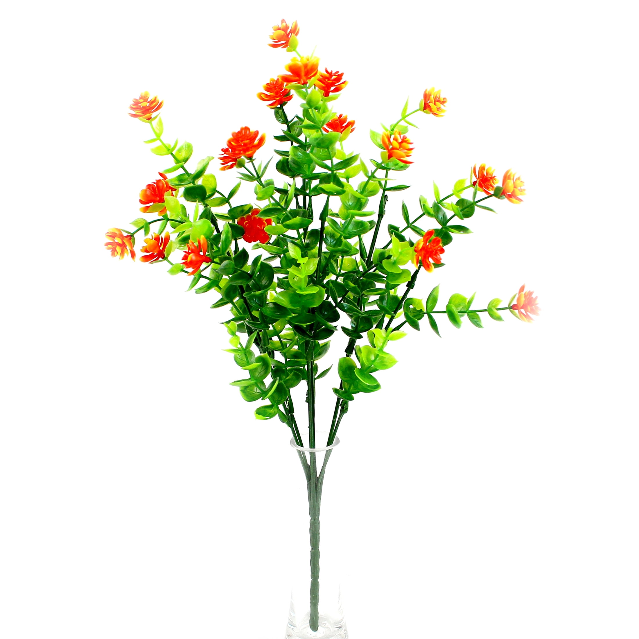 LEERUI Artificial Flowers UV Resistant Fake Eucalyptus Rose Plants