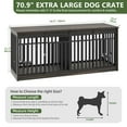 thumbnail image 3 of Uforic 71-Inch Heavy Duty Dog Crate Furniture with 4 Dog Bowl,Double Dog Kennel Furniture for Dog Cage Table - Black Oak, 3 of 9
