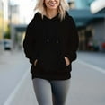 thumbnail image 3 of Women's 330g 100% Cotton  Casual Hoodie Long Sleeve Solid Color Pullover With Pockets, 3 of 15