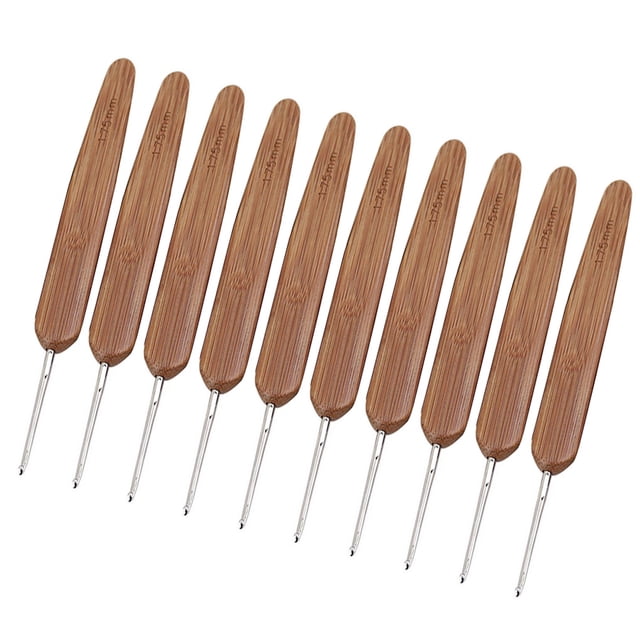 Ounissouiy 10 Uds ganchos de ganchillo mango de bambú alúmina ganchos de ganchillo juego de agujas de tejer 2,5-6mm ganchillo para tejer herramienta de Decoración del hogar 1 cabeza 1.75mm