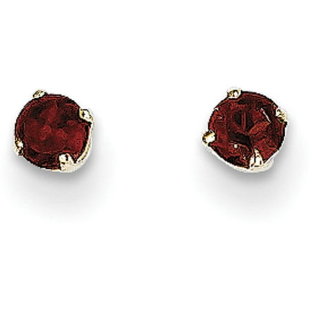 - Garnet 14kt Yellow Gold 3mm January Post Earrings