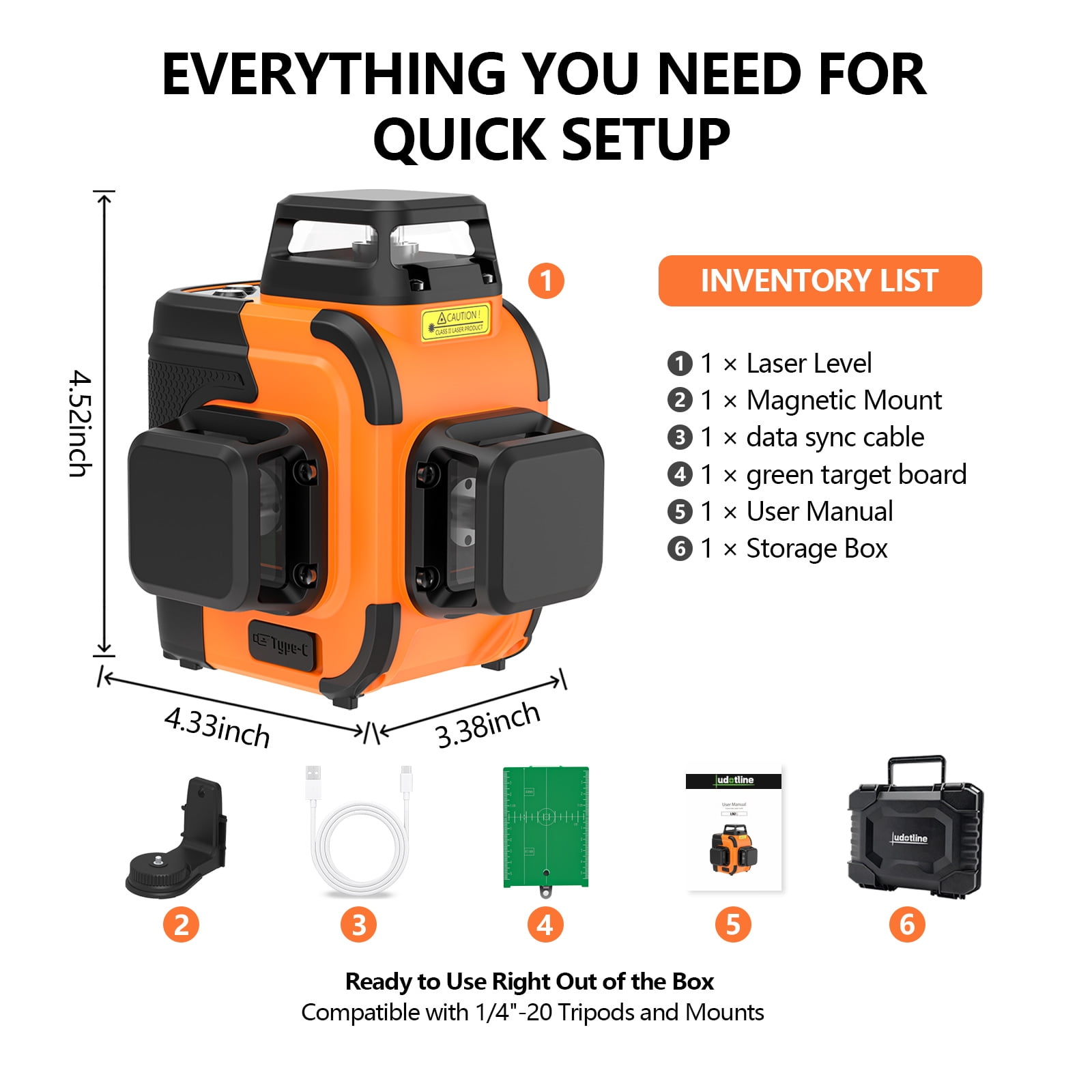 12-Line Laser Level, 3x360 Self Leveling Green Laser Level ,Passed the 4-FT drop durability test, USB-C Rechargeable, Pulse Mode, Magnetic Bracket, IP54 for Tile, Ceiling, Floor & Wall Alignment