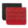 thumbnail image 1 of Extensores de tirantes de sujetador elásticos de 3 ganchos y 3 filas, ganchos de hebilla para banda de sujetador para mujeres, negro-rojo 2, 1 of 5