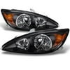 (8 pack) Black Fits 2002 2003 2004 Toyota Camry LE SE XLE Headlights Replacement LH+RH