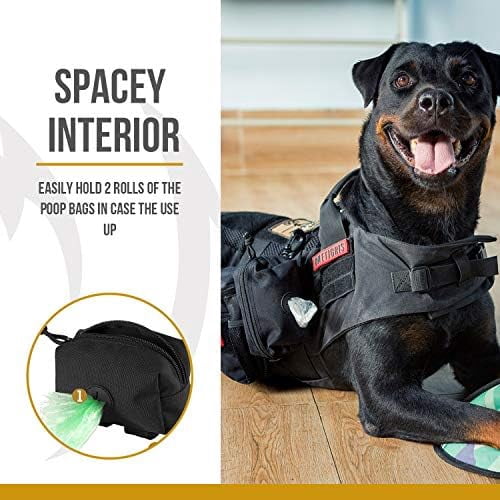 Doggy Poop Bag Holder Zipper Dog Waste Bag Pouch Leash Attachment for Walking Training Running Hiking Black