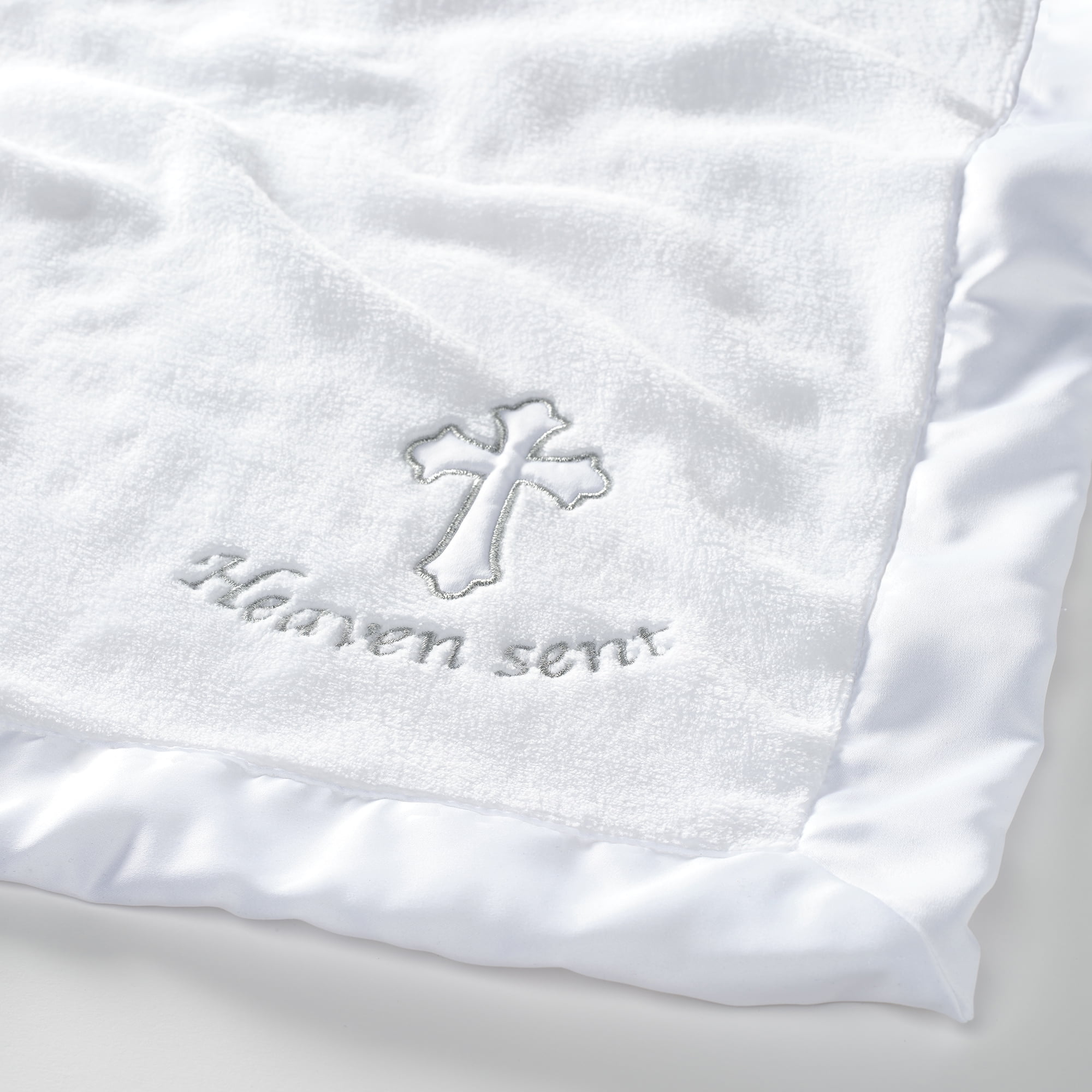 Lambs & Ivy Heaven Sent Baptism/Christening Soft White Fleece Baby Blanket