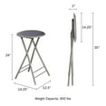Trademark Home 24Inch Backless Folding Bar Stool, Gray, Set of 2