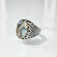 thumbnail image 3 of Abalone Shell Ring, Natural Flat Abalone Shell, Gents Ring, Silver Jewelry, 925 Silver Ring, Birthday Gift, Heavy Mens Ring, Arabic Design, Ottoman Style Ring, Christmas, Turkey Mens Signet Ring, 3 of 8
