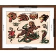 thumbnail image 5 of Art.com Tigers & Snakes Authentic Tattoo Flash by Norman Collins, aka, Sailor Jerry Art Print, Brown Frame Wall Art, 21" x 17", 5 of 5