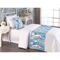 thumbnail image 2 of Ethnic Bed Runner Set, Folk Art Themed Pattern of Ikat Pattern Floral Details Bohemian Motif, Decorative Bedding Scarf & a Pillow Sham for Hotels Homes, Twin, Sky Blue Orange and White, by Ambesonne, 2 of 3
