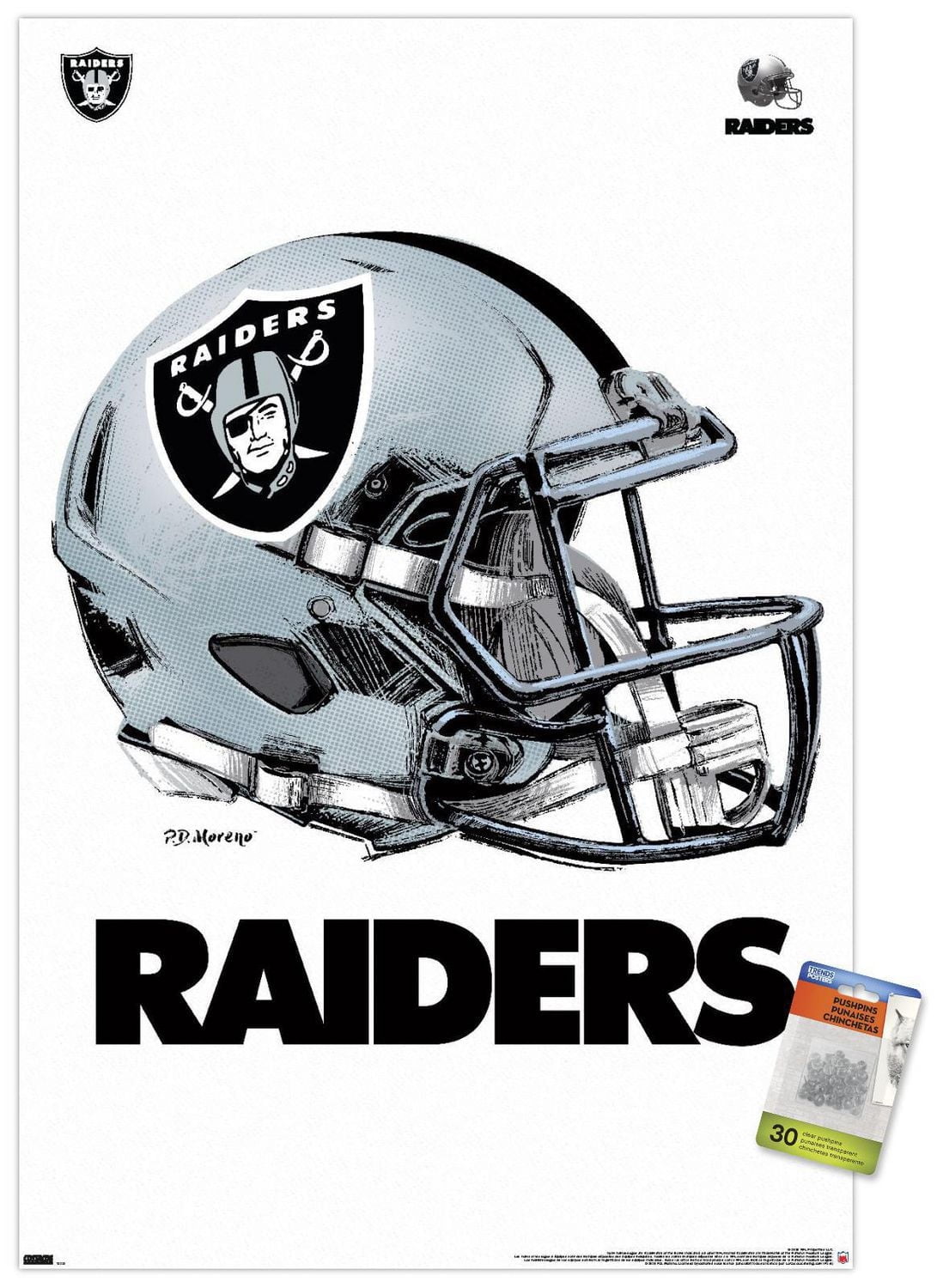 NFL Las Vegas Raiders - Drip Helmet 20 Wall Poster, 22.375" x 34" Framed