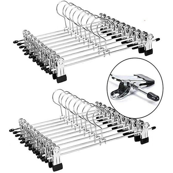 Metal Trouser Hangers, Clip Hanger, Trouser Hangers, Trouser Rack With Adjustable Chrome Clips, Metal Hangers, Anti-Wrinkle Skirt Hangers, Space Saving Hangers, Pack Of 20
