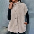 thumbnail image 6 of EOYWHK Womens Fuzzy Fleece Vest Casual Oversized Warm Button Down Sherpa Vest Jacket with Pockets, 6 of 8