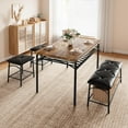 thumbnail image 3 of IDEALHOUSE Dining Table Set for 4, Kitchen Table Set of 4 with Upholstered Dining Bench and Square Stools, Dining Set for 4 with Storage for Small Space, Apartment - Rustic Brown, 3 of 9