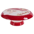 thumbnail image 5 of DII 11.2" Modern Ceramic Santa Cake Plate with Stand in Red/White, 5 of 10