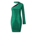 thumbnail image 2 of Gibobby Vestidos de noche cortos Vestido Sexy para mujer, cuello colgante sólido, vestido de un solo hombro, vestido de fiesta elegante ajustado para mujer(Verde,CH), 2 of 5