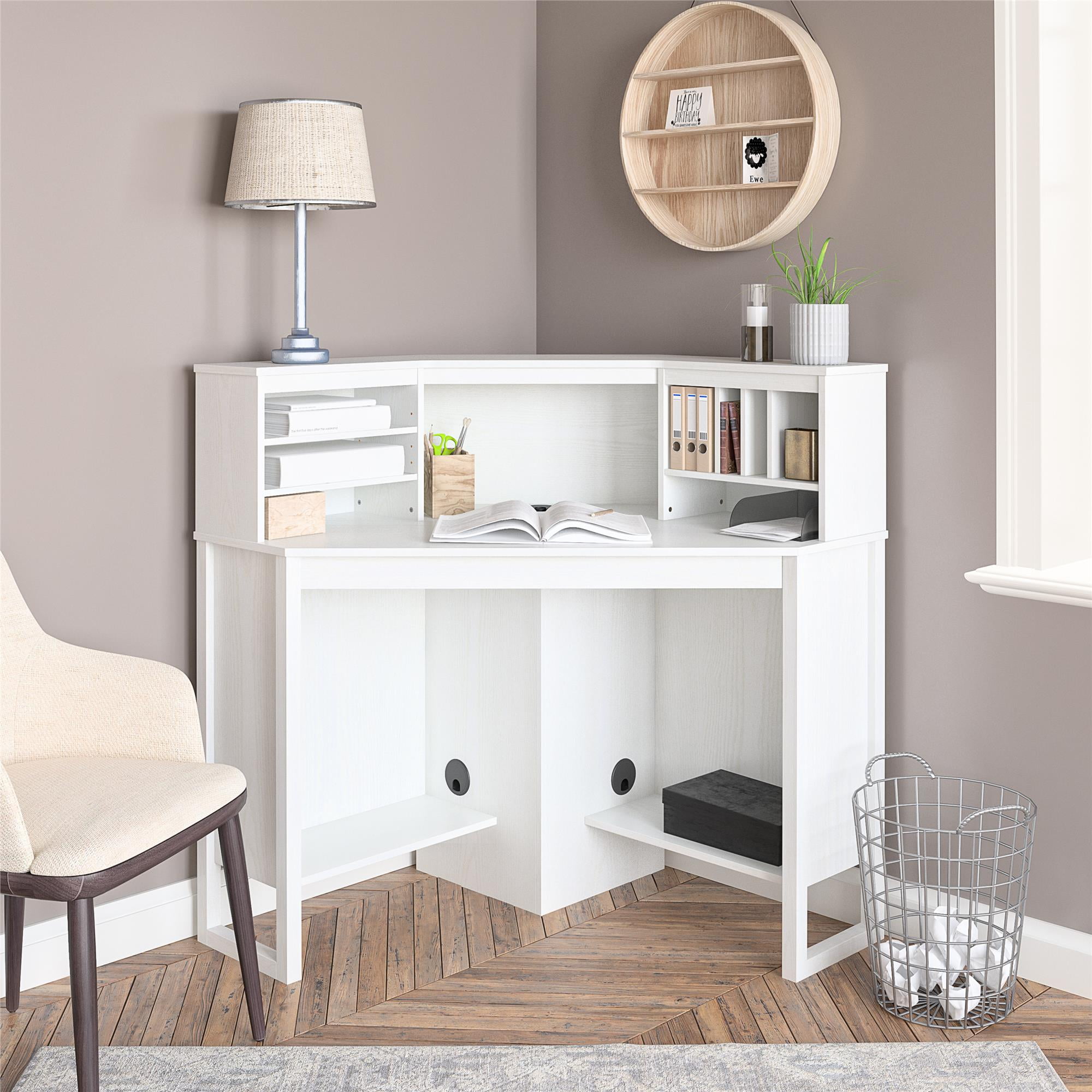 Mainstays Corner Desk With Hutch White Walmart Com Walmart Com