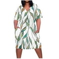 thumbnail image 2 of Yotami Casual Plus Size Dress for Women Short Sleeve Floral Print Midi Dress with Pocket Summer V-Neck Sundress for Vacation, 2 of 4