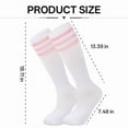 thumbnail image 2 of TELOLY Knee High Socks,Three Stripes Breathable Sweat-Wicking Long Socks,White/Pink Stripes, 2 of 5