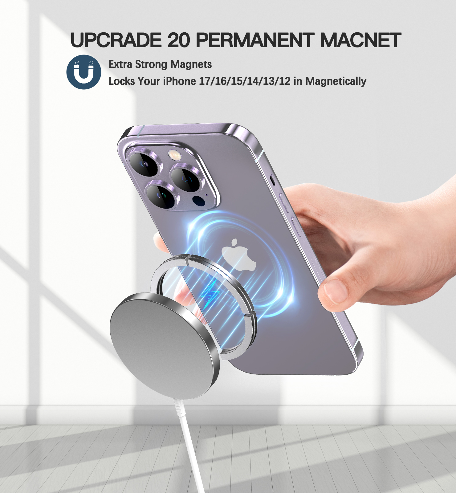 Magnetic Wireless Charger 15W Fast Mag-Safe Charging Pad for iPhone17/16/ 15 /14/13/12 Series AirPods 3/2/Pro/Pro 2 with LED Indicator Light