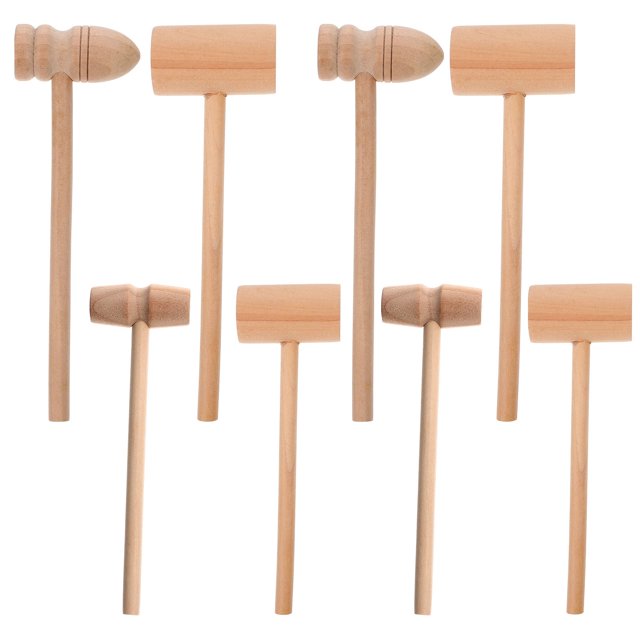 Martillo de madera Mizh de 8 piezas, martillo para huevos, herramienta práctica para martillo de madera, juguete para niños de Pascua