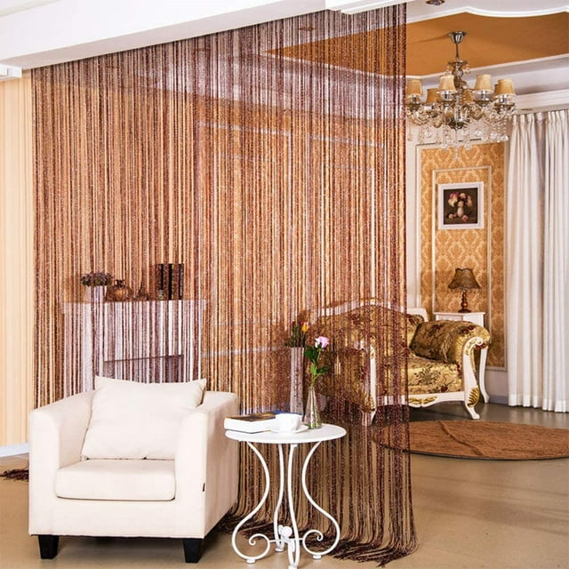 Yipa Rideaux en Perles Transparentes, Panneaux de Rideaux à Paillettes avec Franges pour Fenêtre, Séparateur de Pièce