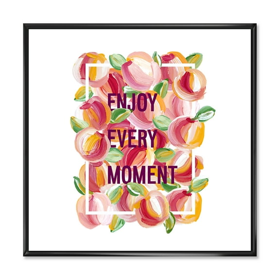 Designart 'Enjoy Every Moment Over Colorful Flowers' Traditional Framed Canvas Wall Art Print