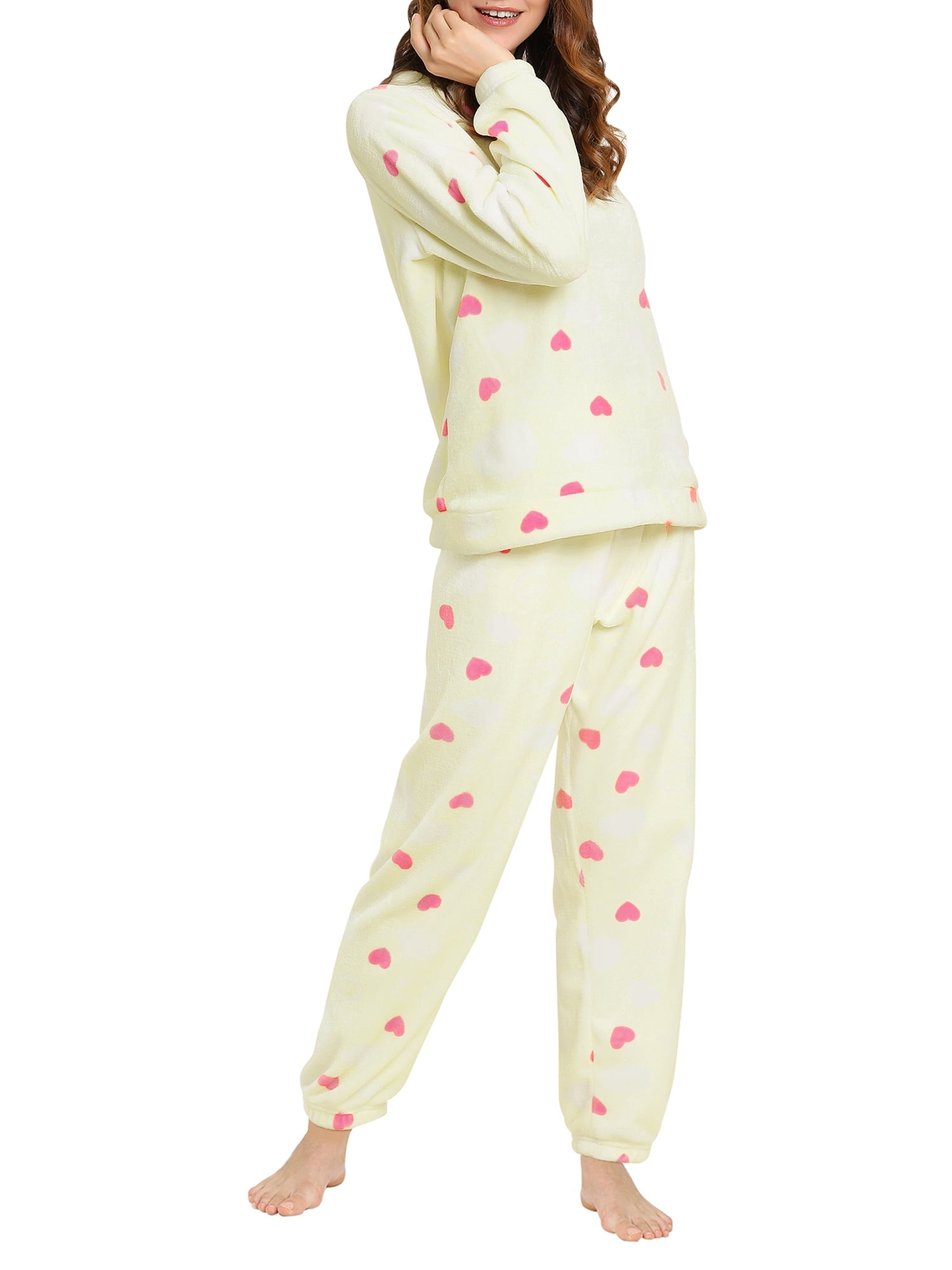 Unique Bargains Women's Winter Loungewear Sleepwear Flannel Pajama Set