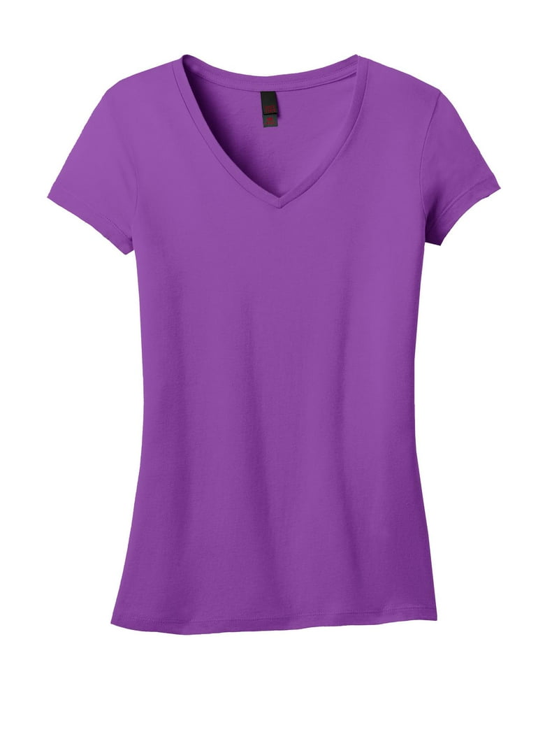 District Adult Female Women Plain Short Sleeves T-Shirt Purple