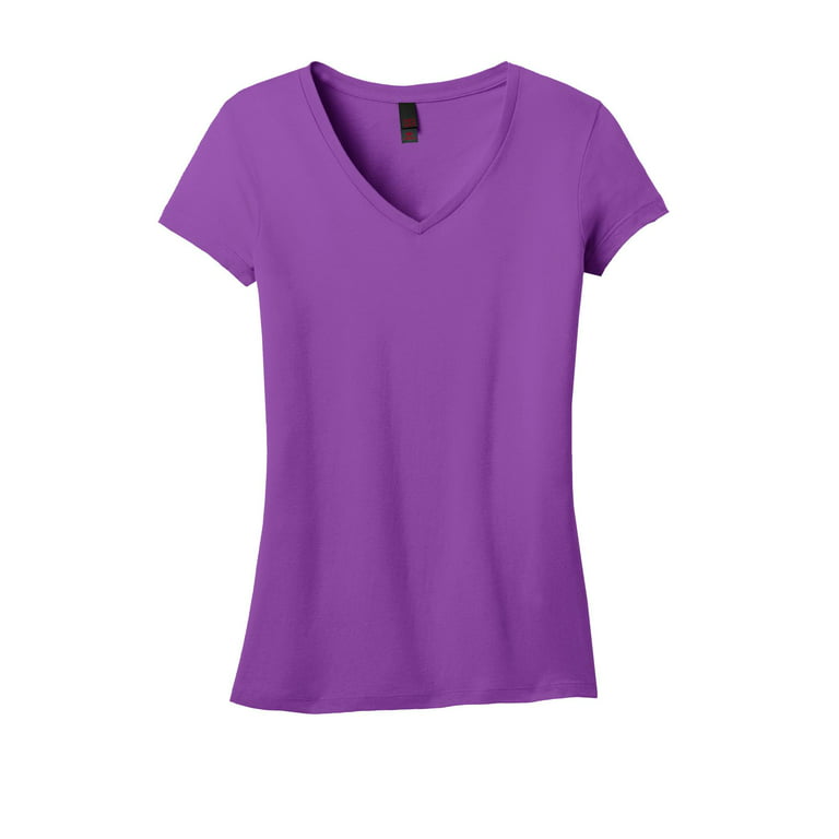 District Adult Female Women Plain Short Sleeves T-Shirt Purple Orchid  4X-Large