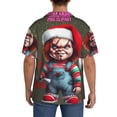 thumbnail image 3 of Lsque Chucky print Men's Cuban Collar Short Sleeve Shirt Summer Beachwear Casual Button Down Fashionable Vacation Leisure Shirt-Large, 3 of 7