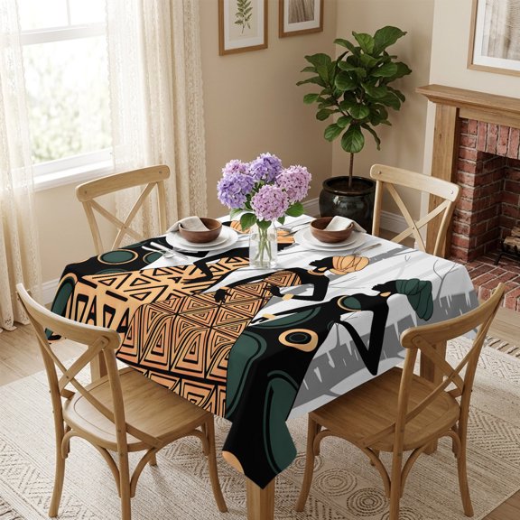 Black Women Square Tablecloth 54x54 Inch Elegant Art Forest Waterproof Polyester Table Cover, Washable Stain Resistant Tablecloth for Dining Table Kitchen Wedding
