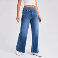 thumbnail image 5 of IUYRTFE Women Stretch Denim Jeans High Waist Wide Leg Pants with Pockets for Casual Daily Wear, 5 of 7