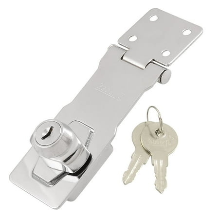 Hardware Metal Plate - Closet Door Hardware Chrome Plated Metal Keyed Hasp Lock 4